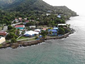 una vista aérea de una pequeña isla en el agua en Posada Ocean View, en Providencia