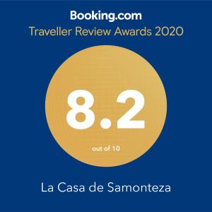 a yellow circle with the number eight and the text travelling review awards at La Casa de Samonteza in Camotes Islands