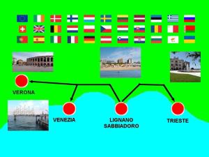 a map of the world with flags of countries at Cristallo Residence in Lignano Sabbiadoro