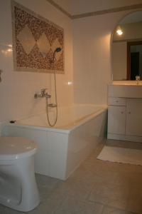 a bathroom with a tub and a toilet and a sink at B&B Goldener Stern in Sankt Koloman