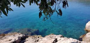 a view of a body of water with rocks at Apartmani Val in Pula