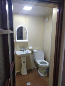 y baño con aseo y lavamanos. en ZARIN Guest House B&B, en Bukhara