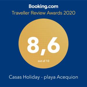 Certifikát, hodnocení, plakát nebo jiný dokument vystavený v ubytování Casas Holiday - playa Acequion