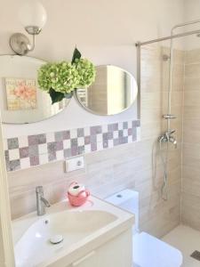 維雅潘多的住宿－La casa de tus sueños，一间带水槽、卫生间和镜子的浴室