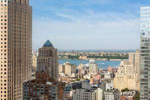 an aerial view of a city with tall buildings at M Social Hotel Times Square New York in New York