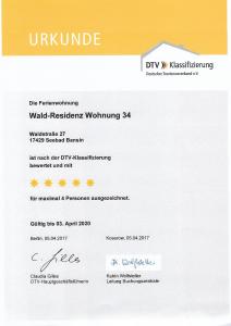 Certifikát, hodnocení, plakát nebo jiný dokument vystavený v ubytování Apartments Wald-Residenz Bansin