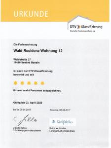 Certifikát, hodnocení, plakát nebo jiný dokument vystavený v ubytování Apartments Wald-Residenz Bansin