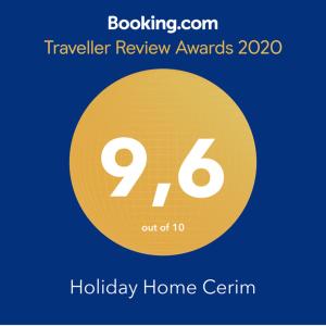 Certifikát, hodnocení, plakát nebo jiný dokument vystavený v ubytování Holiday Home Cerim
