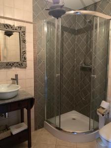 a bathroom with a shower and a sink at Casa D'Campo Ferreira in Pitões das Júnias