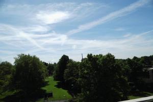 Blick auf einen Park mit Bäumen und einem Himmel in der Unterkunft Modernes Apartment Duisburg in Duisburg