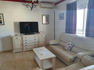 a living room filled with furniture and a tv at Apartamentos Mediterraneo in Marbella