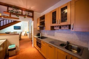 a kitchen with a sink and a counter top at Villa Jablanica Lake in Jablanica