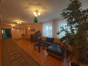 a living room with a couch and a plant at Domik v Samare Hotel in Samara