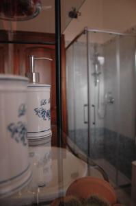 マリーノにあるLe Anforeのバスルーム(ガラスのカウンター、シャワー付)