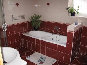 A bathroom at Viola Vendégház