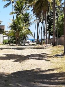 un grupo de palmeras en una playa de arena en Condomínio Mandakaru Residence 12, en Porto de Galinhas
