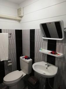 a bathroom with a toilet and a sink at Phumiphat resort Koh Mook in Trang