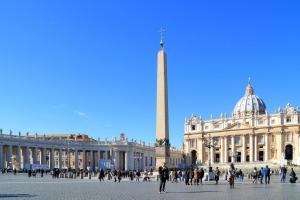 a large building with a monument in front of it at Magenta Vaticano Fornaci in Rome