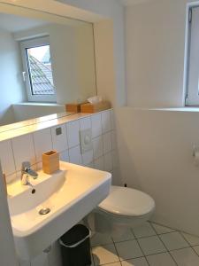 a bathroom with a sink and a toilet at Studio Emilie in Detmold +2 photos
