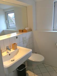 a bathroom with a sink and a toilet at Studio Emilie in Detmold