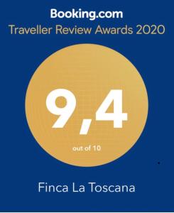 Certifikát, hodnocení, plakát nebo jiný dokument vystavený v ubytování Finca La Toscana