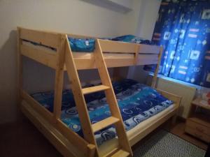 a bunk bed with a ladder in a bedroom at Sunrise Home in Maribor