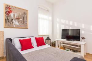Televízia a/alebo spoločenská miestnosť v ubytovaní Apartman Lussi