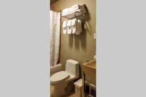 a bathroom with a white toilet and a sink at 1-Bedroom Apartment Bellisimo AG by Amazing Property Rentals in Gatineau