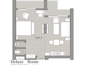 a floor plan of a house at Marine Beach Hotel Pattaya - SHA Plus in Jomtien Beach