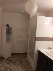 y baño con ducha y lavamanos. en Le Petit bois, en Niort