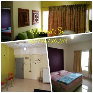 波德申阳光海湾度假酒店的一间卧室和一间带一张床的房间的两张照片