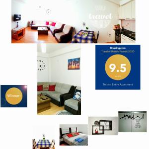 un collage de fotos de una sala de estar en Tetovo Apartment Superb Location, en Tetovo