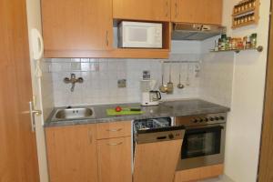 Kuchyň nebo kuchyňský kout v ubytování RUTH Haus KMB Seeblickappartement am Ossiacher See mit direktem Seezugang, Hallenbad