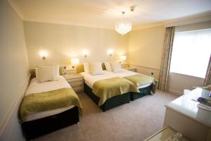 Pokój hotelowy z 2 łóżkami i żyrandolem w obiekcie The Wyndham Hotel w mieście Clearwell