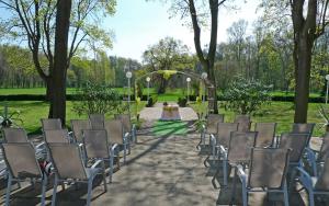 A garden outside Hotel Ostrov