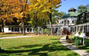 A garden outside Hotel Ostrov
