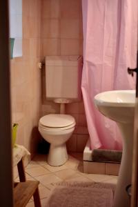 La salle de bains est pourvue de toilettes et d'un lavabo. dans l'établissement ArtRoom in appartment, à Gênes