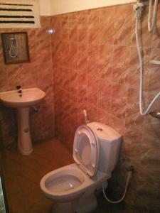 ein Bad mit einem WC und einem Waschbecken in der Unterkunft Lotus Inn Tourist Resort in Dambulla