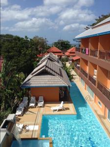 an aerial view of a resort with a swimming pool at Lanta Fevrier Resort in Ko Lanta