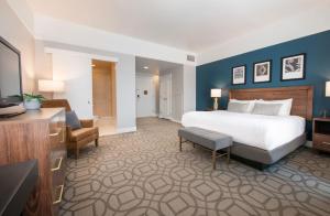 a hotel room with a bed and a television at Magnolia Hotel Omaha in Omaha