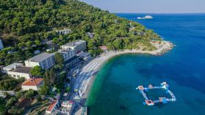an aerial view of a small island in the ocean at Hotel Vis in Dubrovnik