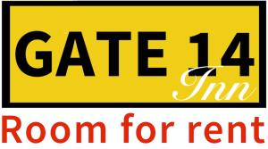 a yellow sign with the words gate room for rent at GATE 14 Inn in Nakhon Phanom