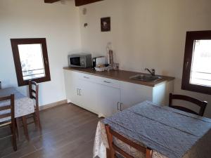 kuchnia ze stołem, zlewem i blatem w obiekcie Agriturismo iL CASONE w mieście Zoppola