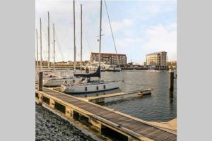 a group of boats are docked at a dock at Huisje Vogelenzang Zeeland in Sint Annaland
