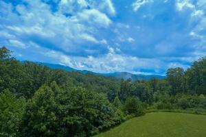 a green field with trees and a sky background at Glades View Condos in Gatlinburg