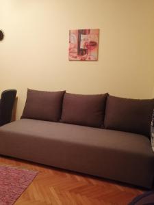a couch in a living room with a painting on the wall at Apartman Zlatibor Dimitrije in Zlatibor