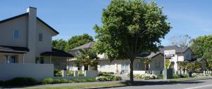 a row of houses in a residential neighborhood at Airport Palms Motel in Christchurch