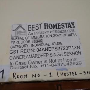 a sign that reads the best homestay on a wall at Best Homestay,Centrally located,Chandigarh,160018 in Chandīgarh