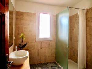 a bathroom with a sink and a shower at Villa Anna in Torre del Lago Puccini