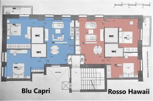 a floor plan of the blue pavilion at Viaggio da Bea al Gianicolo in Rome